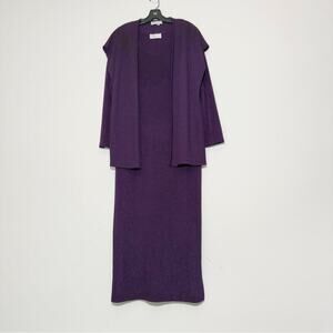 NICOLE STUDIO Vintage Long Sleeve Purple Dress & Vest Set Size L Large